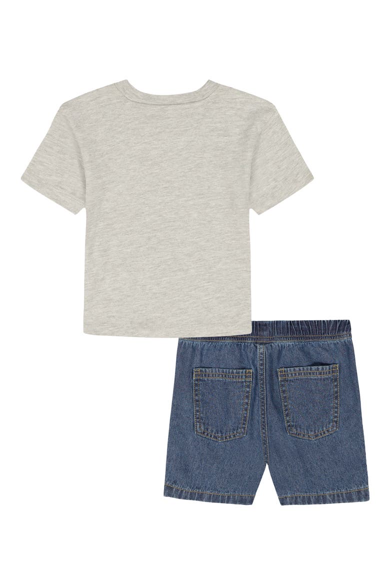 Kids' Logo T-Shirt & Denim Shorts Set, Alternate, color, GREY MULTI