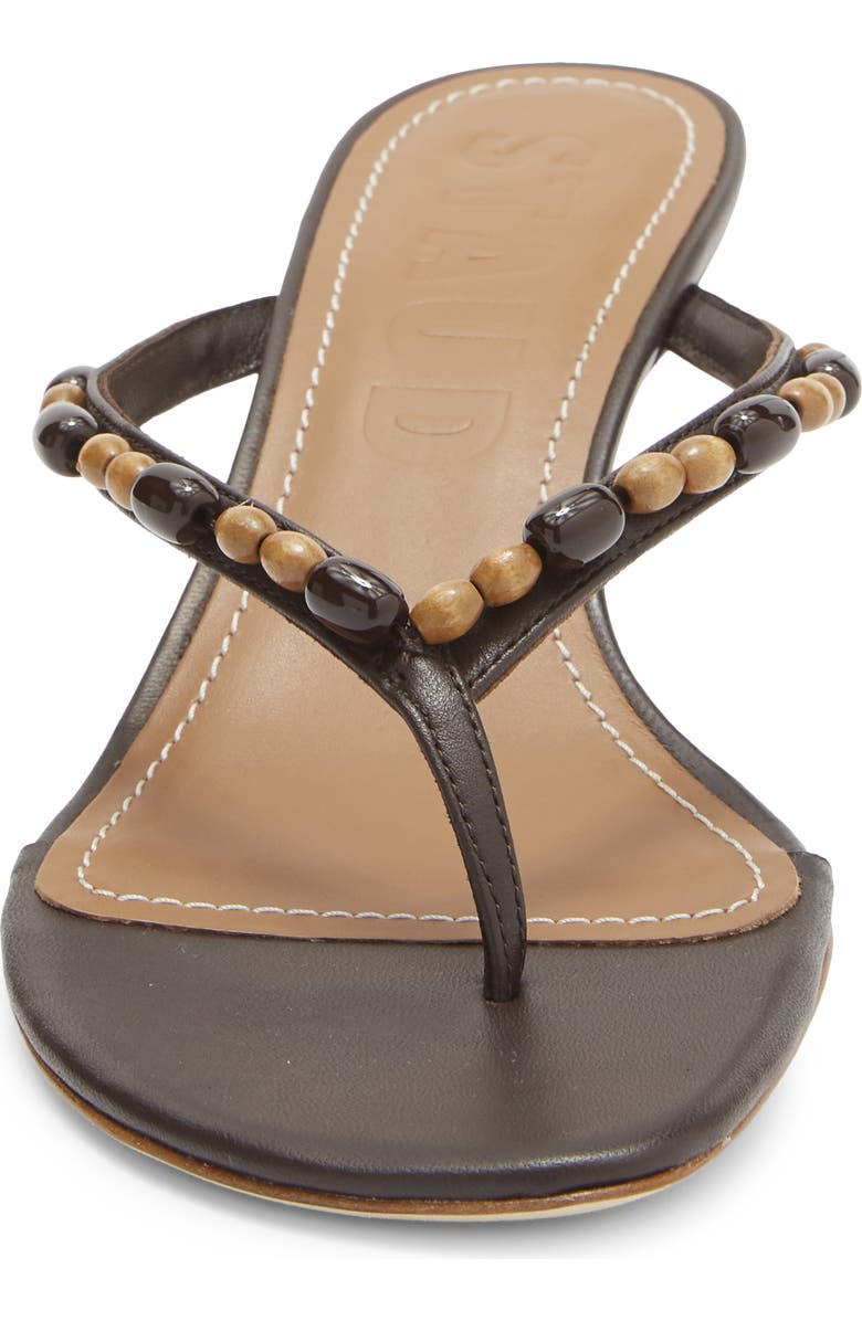 STAUD Freja Woven Thong Slide Sandal, Alternate, color, Wood Beads