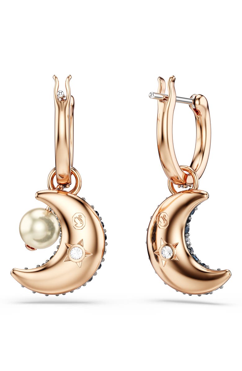 Swarovski Sublima Luna Drop Earrings, Alternate, color, Rose Gold/Blue