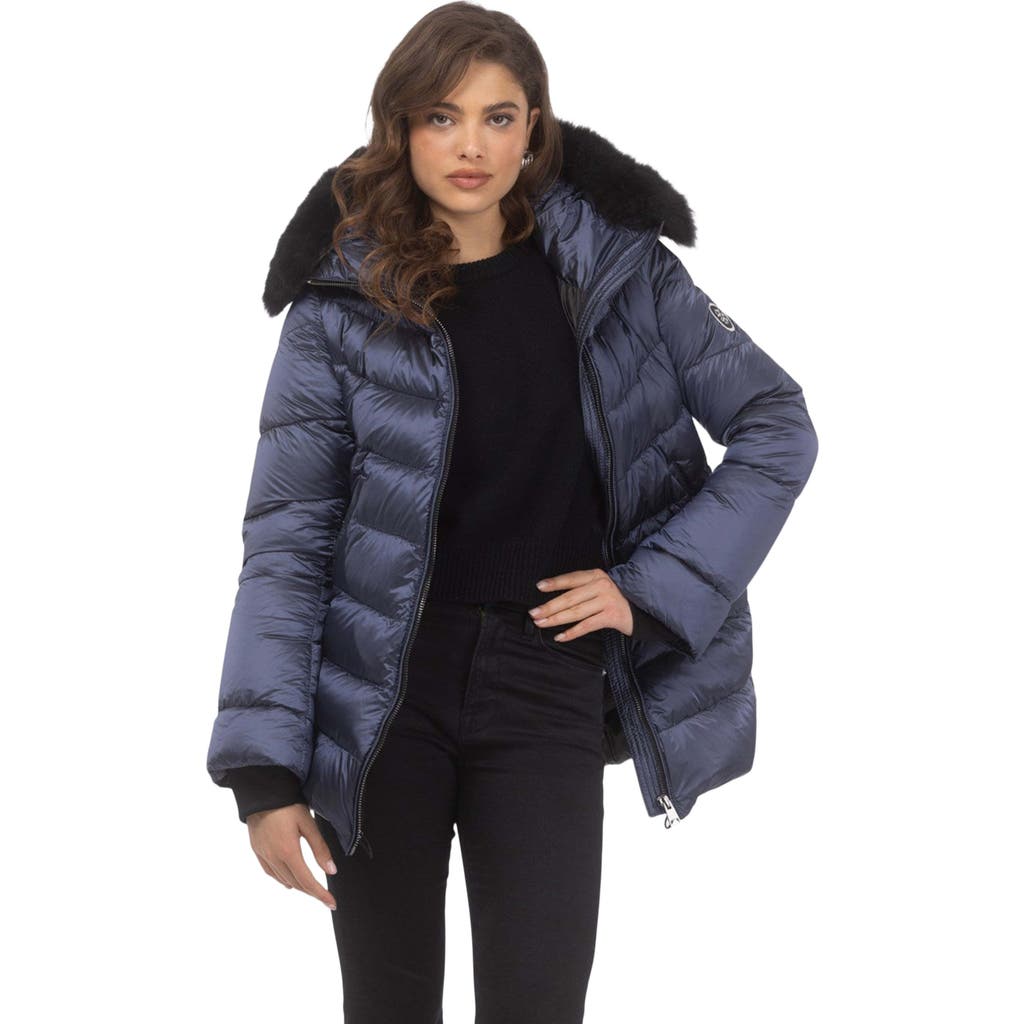 GORSKI Apres-Ski Jacket With Detachable Toscana Hood Trim in Ocean Blue/black  product