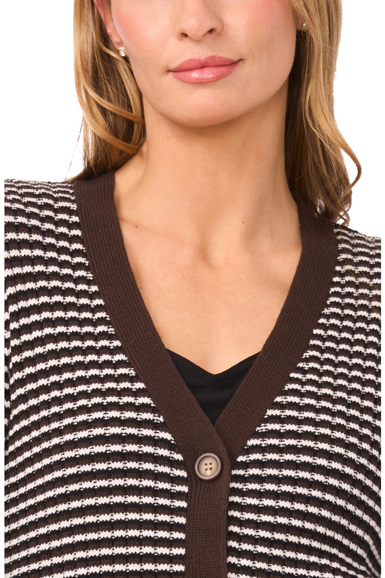 Stripe V-Neck Cardigan, Alternate, color, DELICIOSO