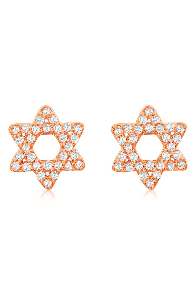SUZY LEVIAN DIAMONDS Pavé Diamond Star of David Stud Earrings, Main, color, Rose Gold