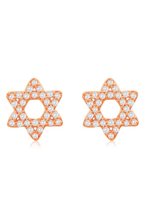Pavé Diamond Star of David Stud Earrings