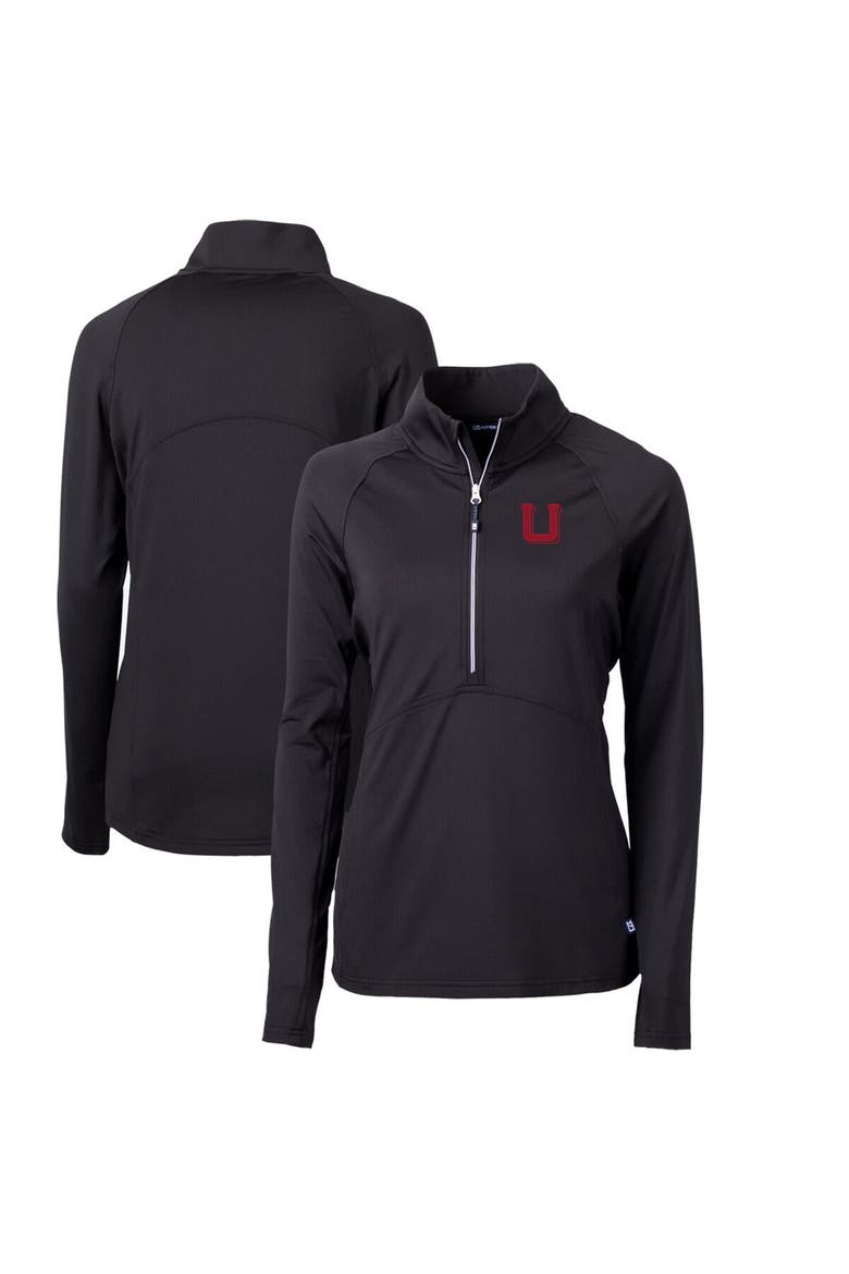 Women's Cutter & Buck Black Utah Utes Adapt Eco Knit Stretch Recycled Half-Zip Pullover Top, Alternate, color, Black