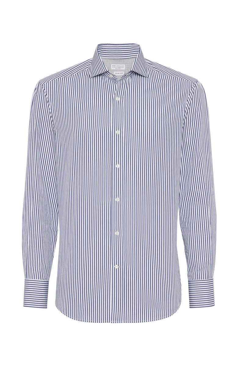 Brunello Cucinelli Striped poplin shirt, Main, color, 