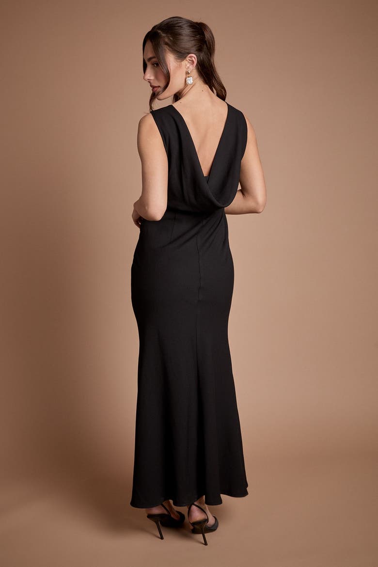 Petite Cowl Back Maxi Dress, Alternate, color, Black