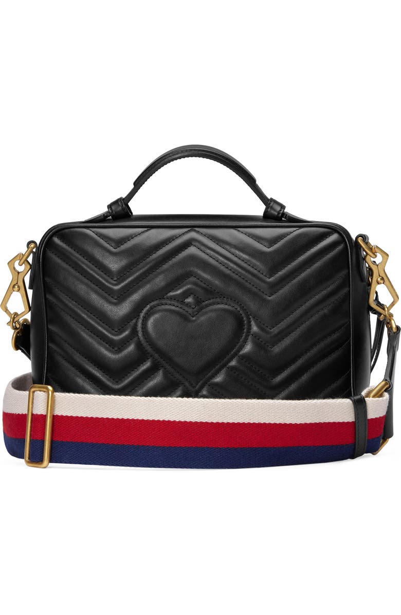 Gucci Small GG2.0 Matelassé Leather Camera Bag with Webbed Strap, Alternate, color,