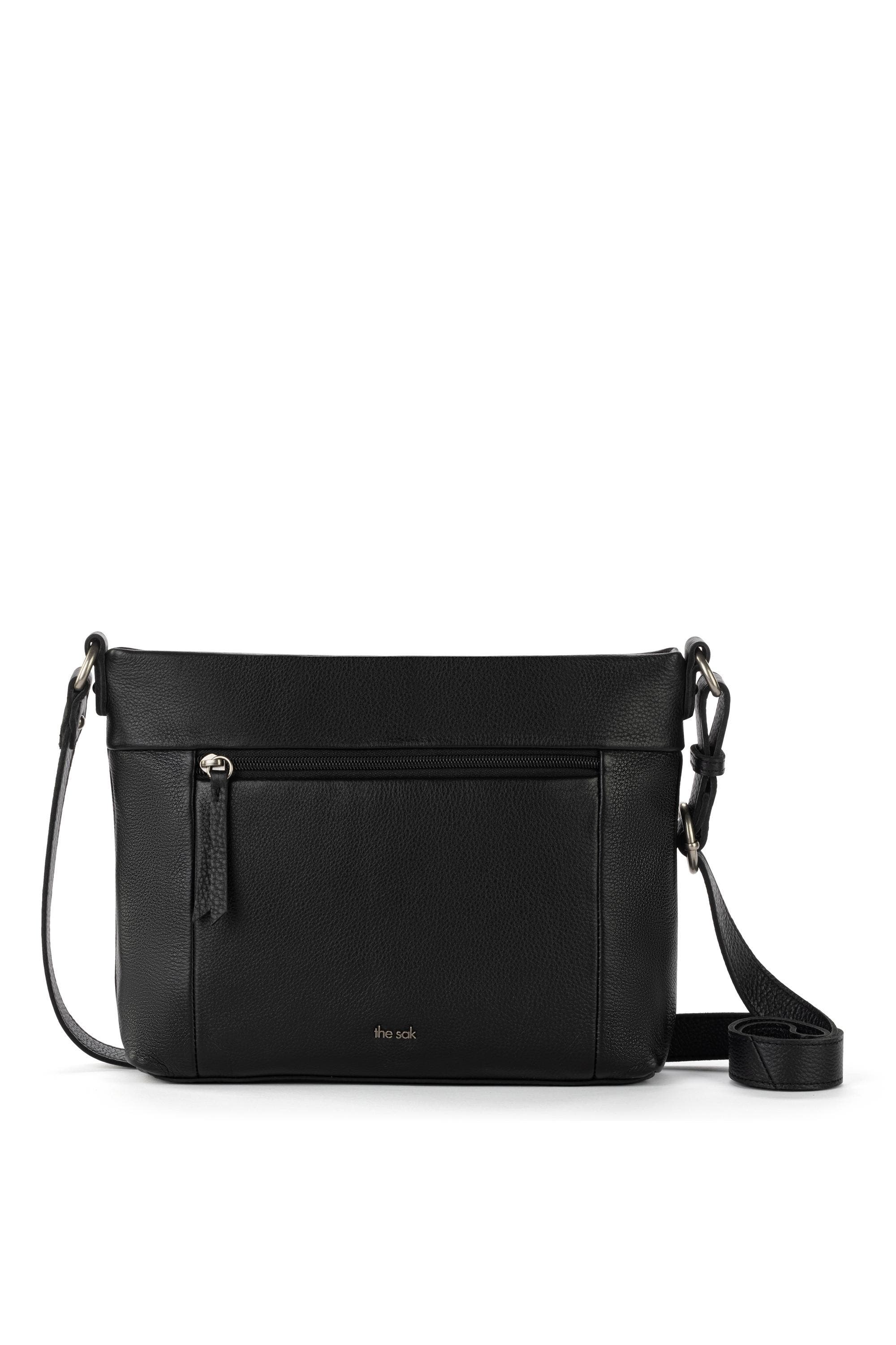The Sak Melrose Crossbody Leather Bag, Alternate, color, Black Silver Stud
