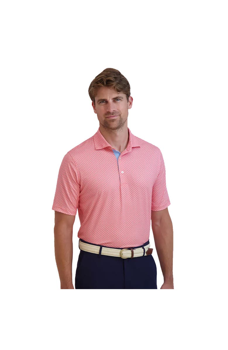 Fairway & Greene Palmetto Print Mens Golf Polo, Main, color, Coral