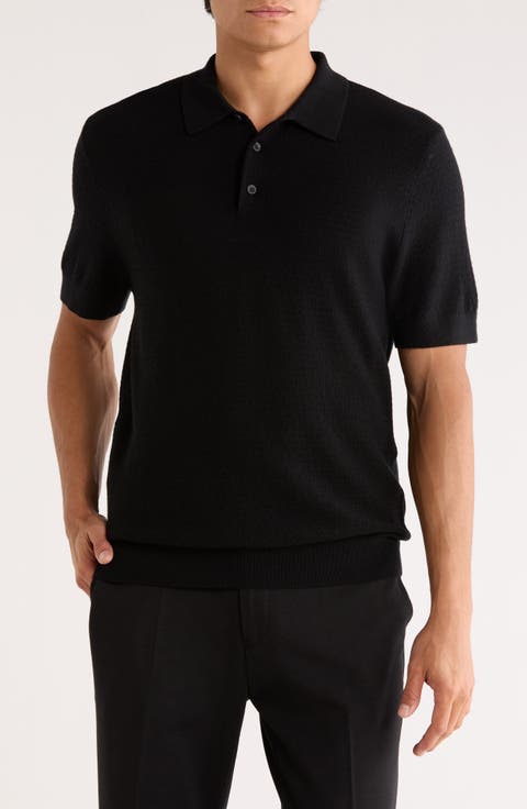 Textured Merino Wool Polo