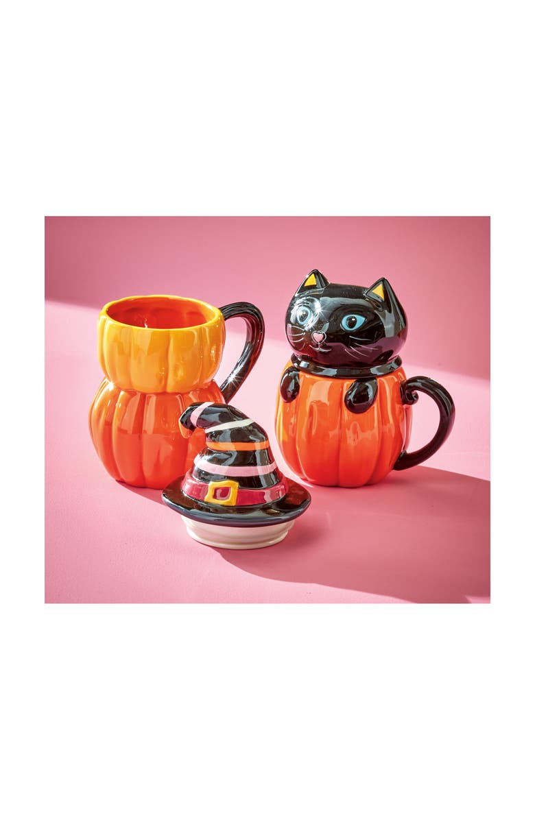 tag Hello Pumpkin Cute Kitty Lidded Mug for Halloween Drinkware, Alternate, color, Multicolored