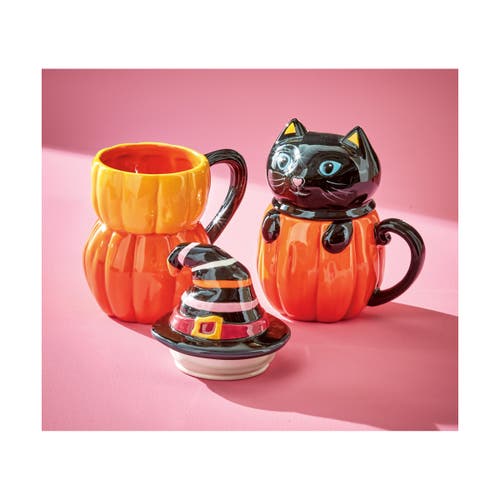 Tag Hello Pumpkin Cute Kitty Lidded Mug For Halloween Drinkware In Multi