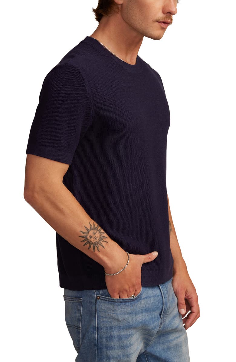 Lucky Brand Rib Short Sleeve Sweater, Alternate, color, Eclipse