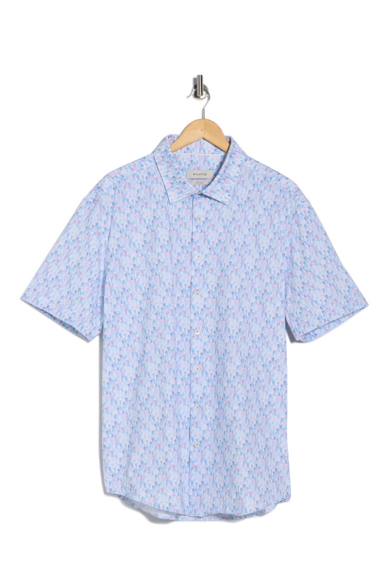 Short Sleeve Stretch Cotton Button-Up Shirt, Main, color, PINK