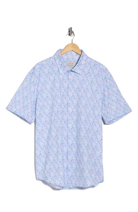 Short Sleeve Stretch Cotton Button-Up Shirt