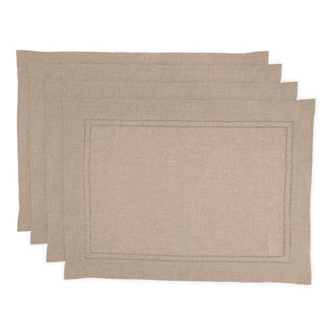 Linen Placemats - Linen Double Hemstitch, 14" x 19"