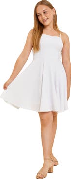 Un Deux Trois Print Textured Fit and Flare Stretch Dress in Longer Length