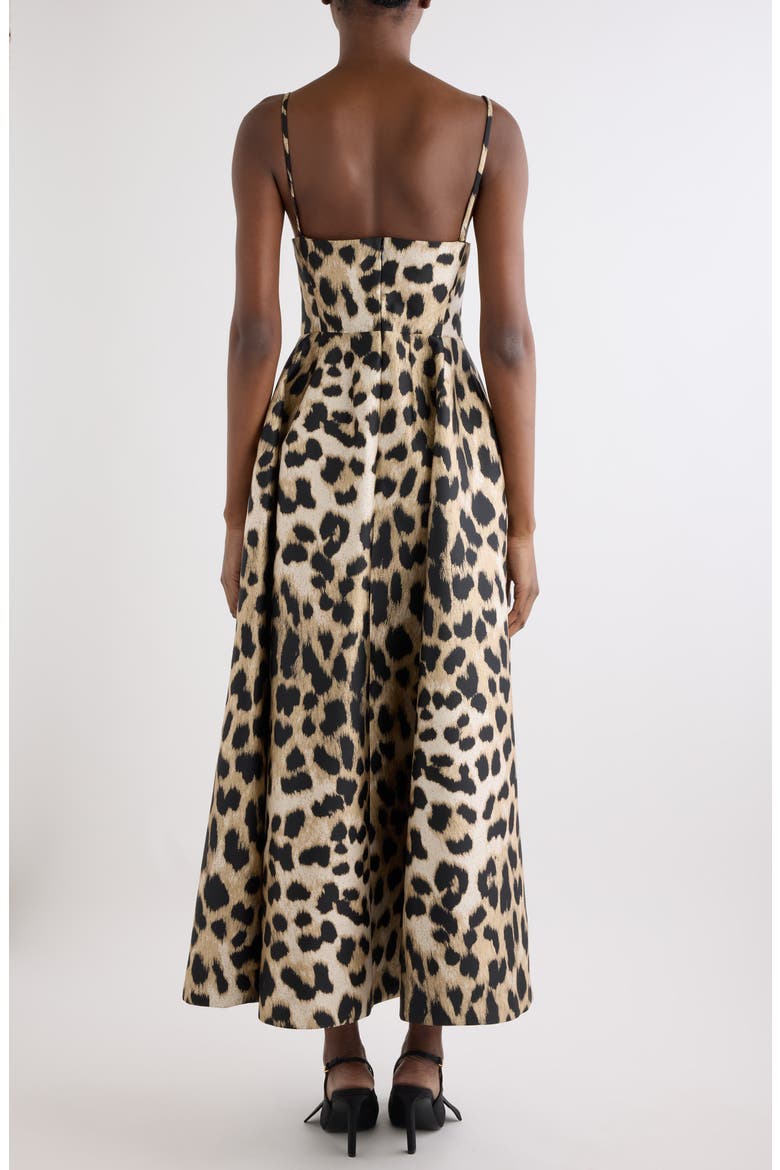 Sliced Leopard Jacquard Volume Dress, Alternate, color, BEIGE
