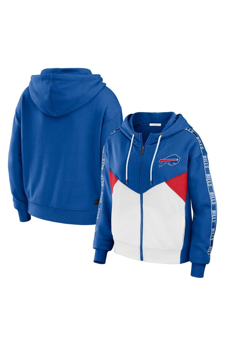 WEAR by Erin Andrews Women's WEAR by Erin Andrews Royal/White Buffalo Bills Plus Size Color Block Full-Zip Hoodie, Main, color,