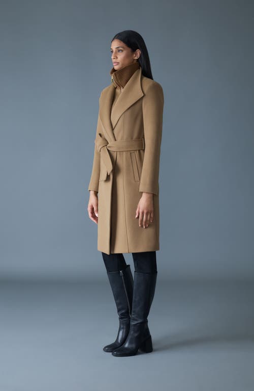 Mackage Norita Belted Double Face Wool Coat With Wool Blend Bib In Brown