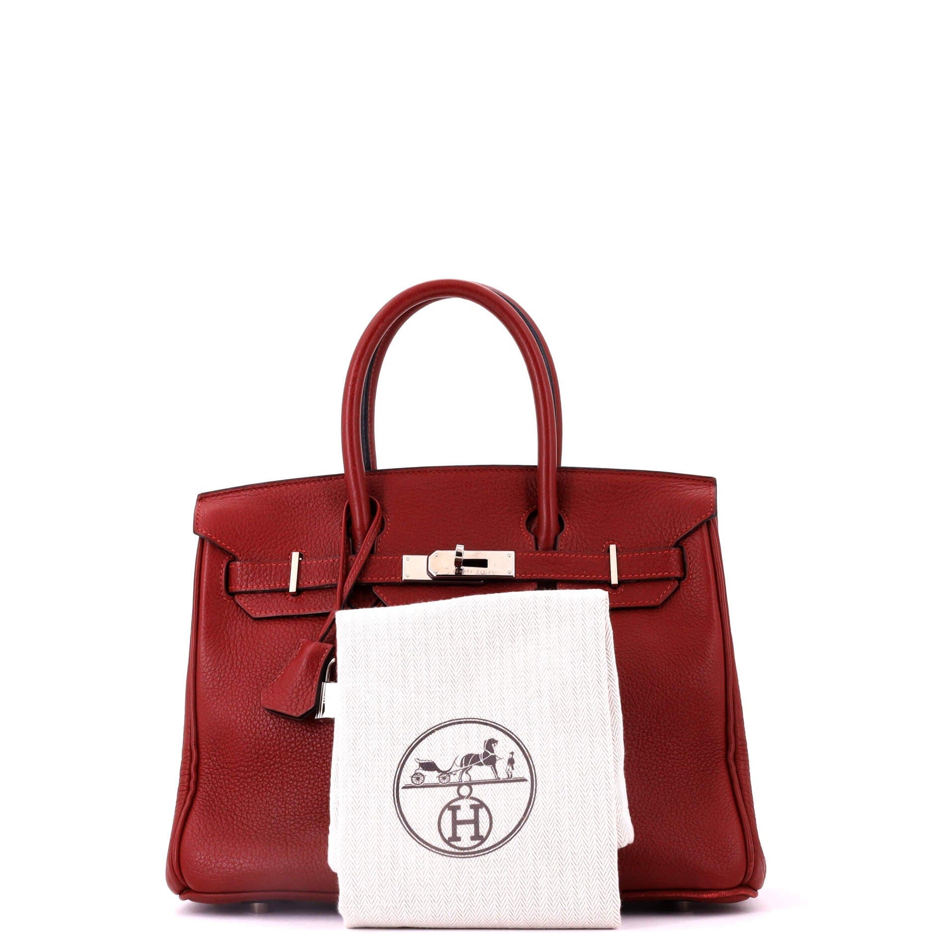 Pre-Owned Hermes Birkin Handbag Red Clemence with Palladium Hardware 30, Alternate, color, Rouge H
