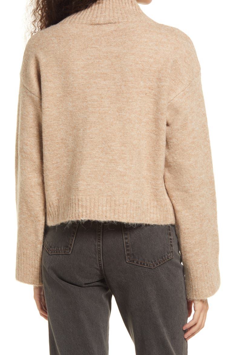Mock Neck Crop Sweater, Alternate, color, STONE