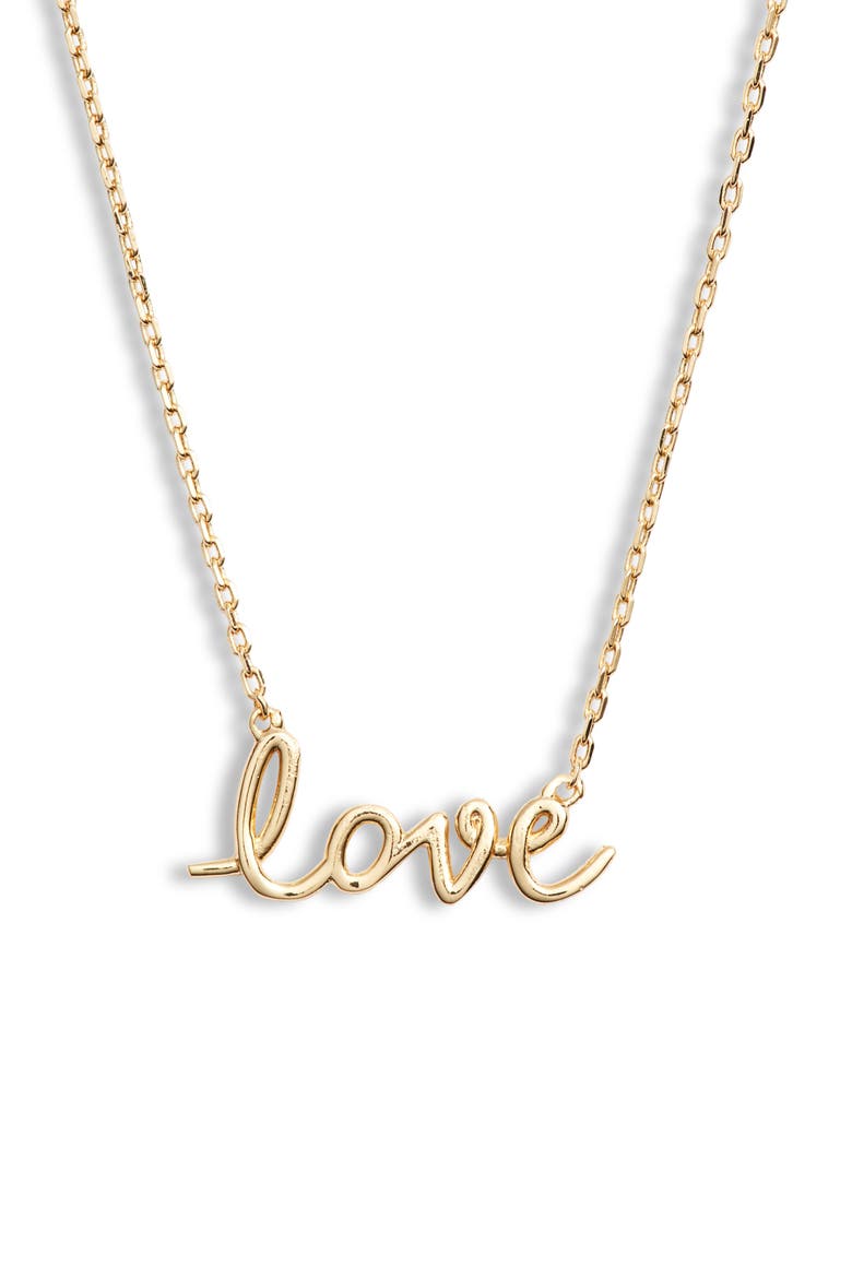 say yes love script pendant necklace, Main, color, GOLD