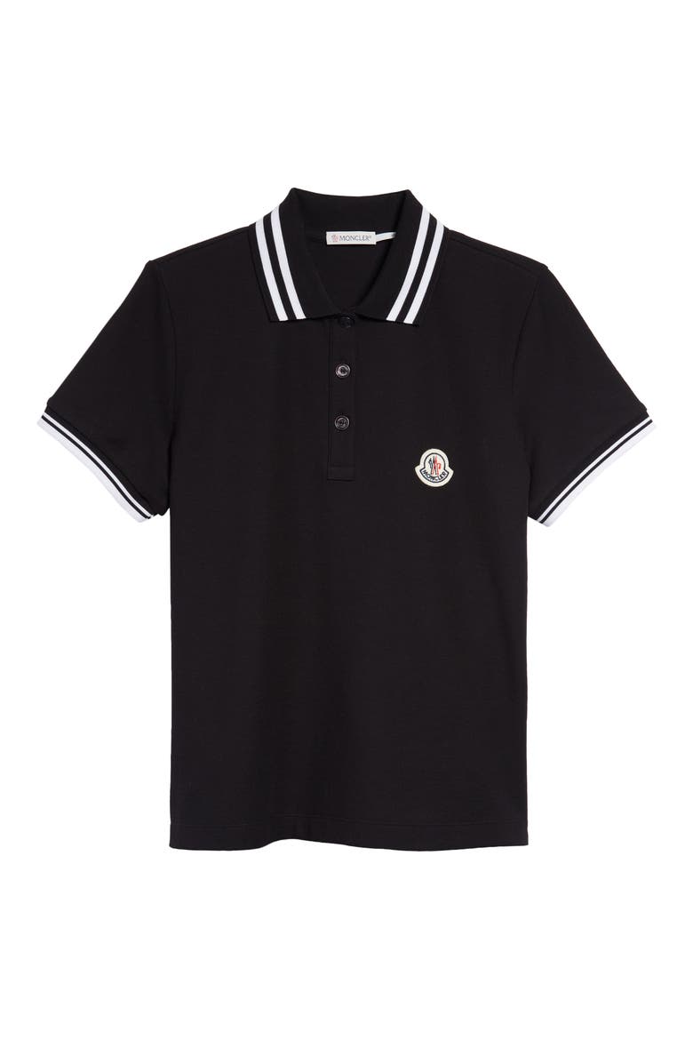 Tipped Piqué Polo, Main, color, BLACK