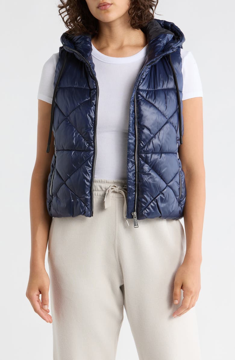 CALVIN KLEIN PERFORMANCE Hooded Diamond Quilted Vest, Main, color, Metallic Inkwell
