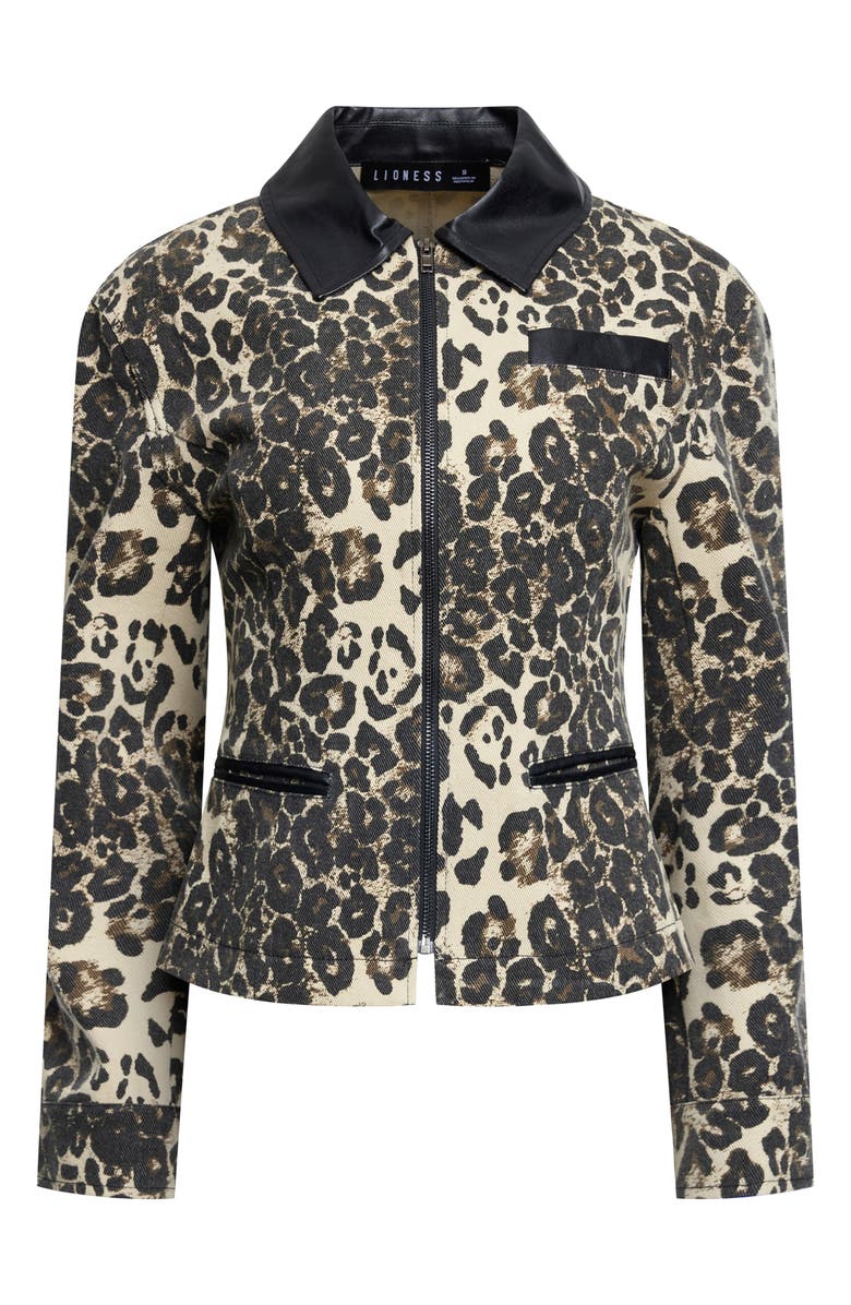 LIONESS Soho Leopard Print Jacket, Alternate, color, Leopard