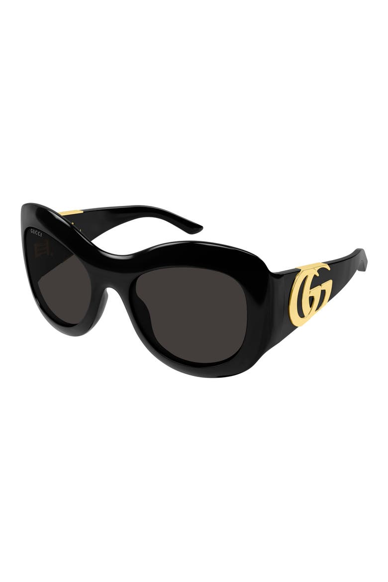 58mm Gradient Polarized Butterfly Sunglasses, Alternate, color, BLACK