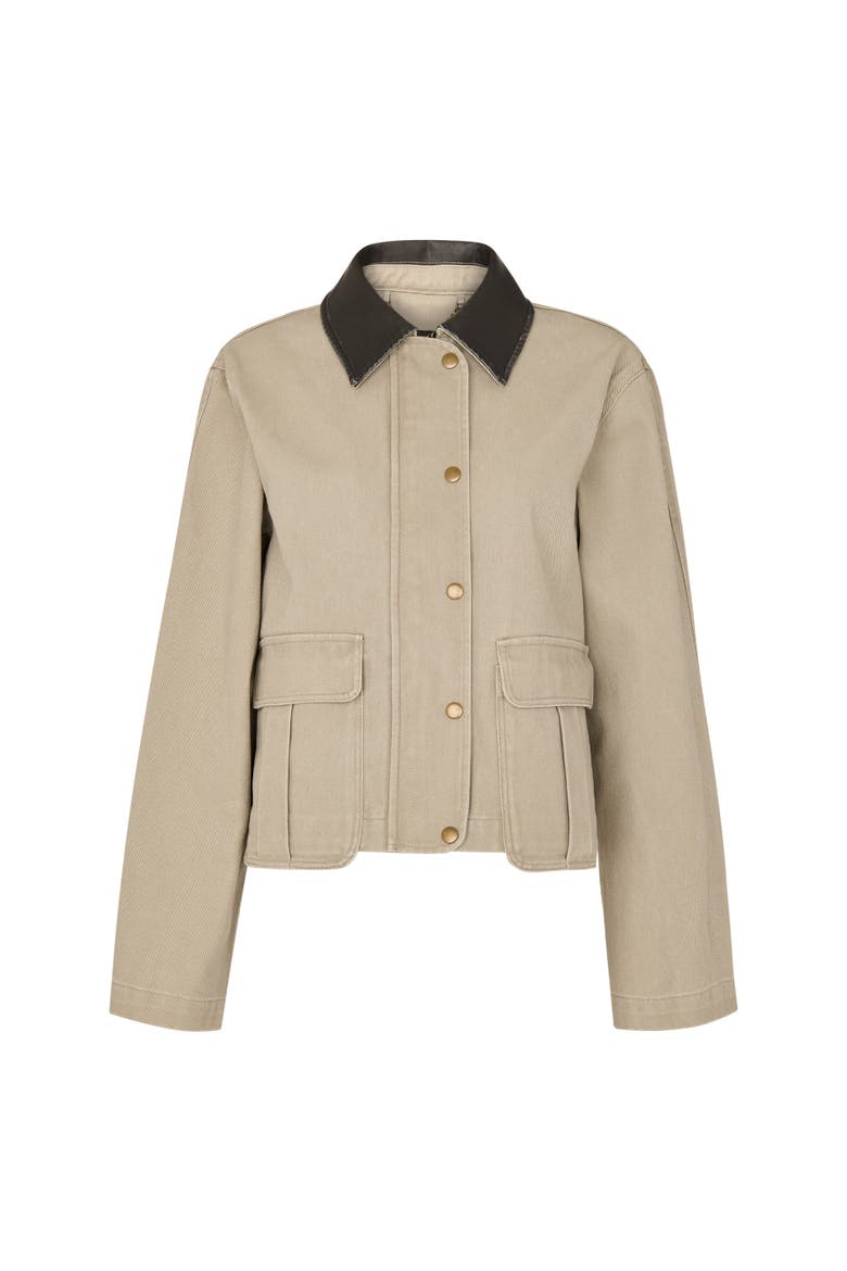Casual Contrast Collar Jacket, Alternate, color, Taupe