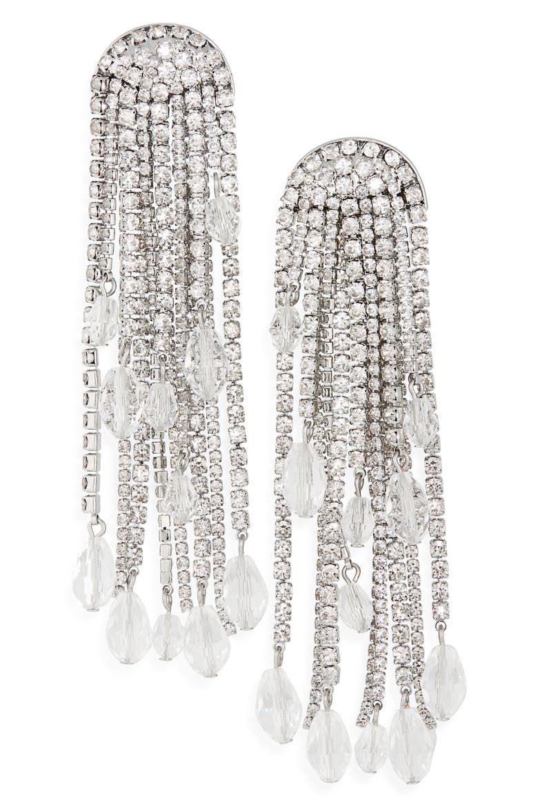 Teardrop Tassle Earrings, Main, color, SILVER