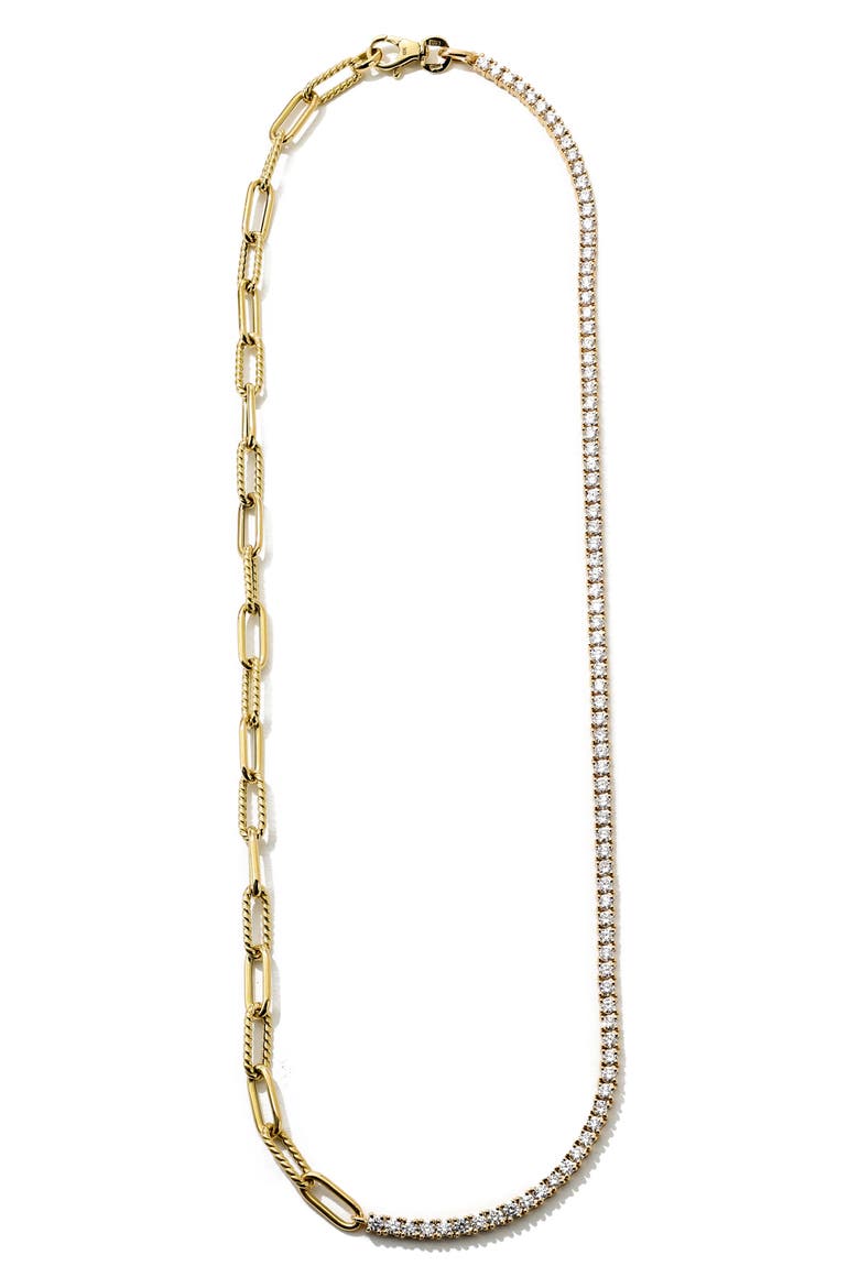 Half & Half Diamond & Chunky Link Necklace, Main, color, DIAMOND