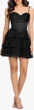Blondie Nites Corset Bodice Tiered Cocktail Minidress