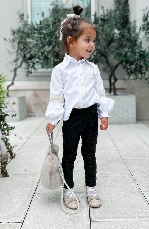 Petite Maison Kids Vegan Printed Leather Leggings In Black