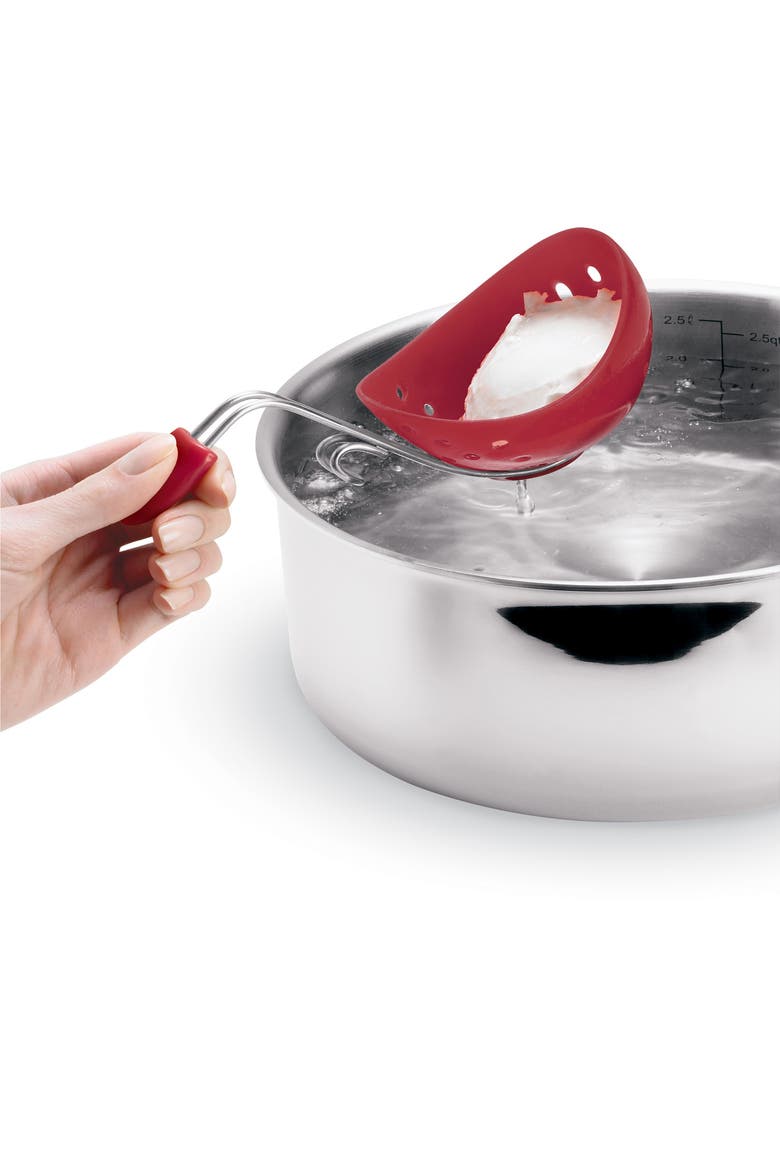 Silicone Egg Poacher Set of 2 With Pan Clips, Alternate, color, Red