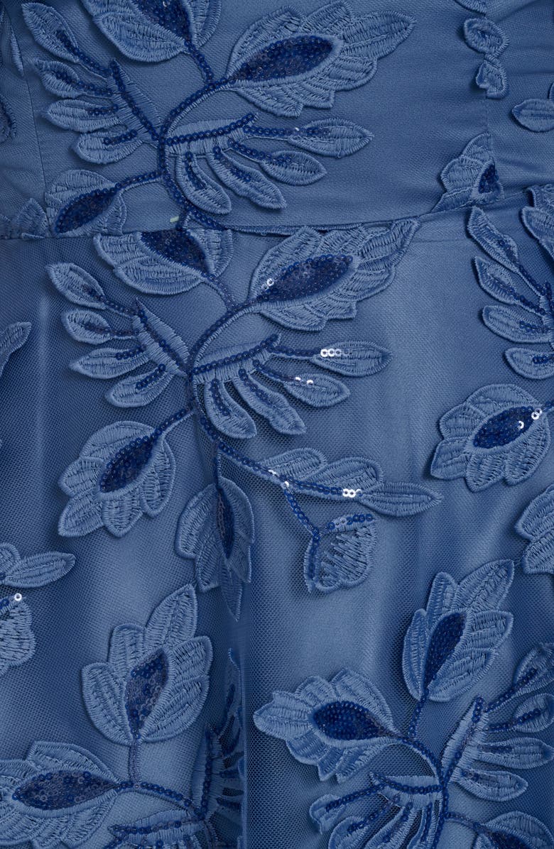 Eliza J Floral Sequin Strapless Midi Dress, Alternate, color, Blue