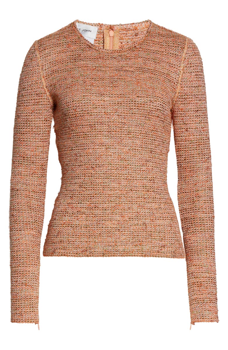 St. John Collection Long Sleeve Bouclé Knit Top, Alternate, color, Medium Brown Multi