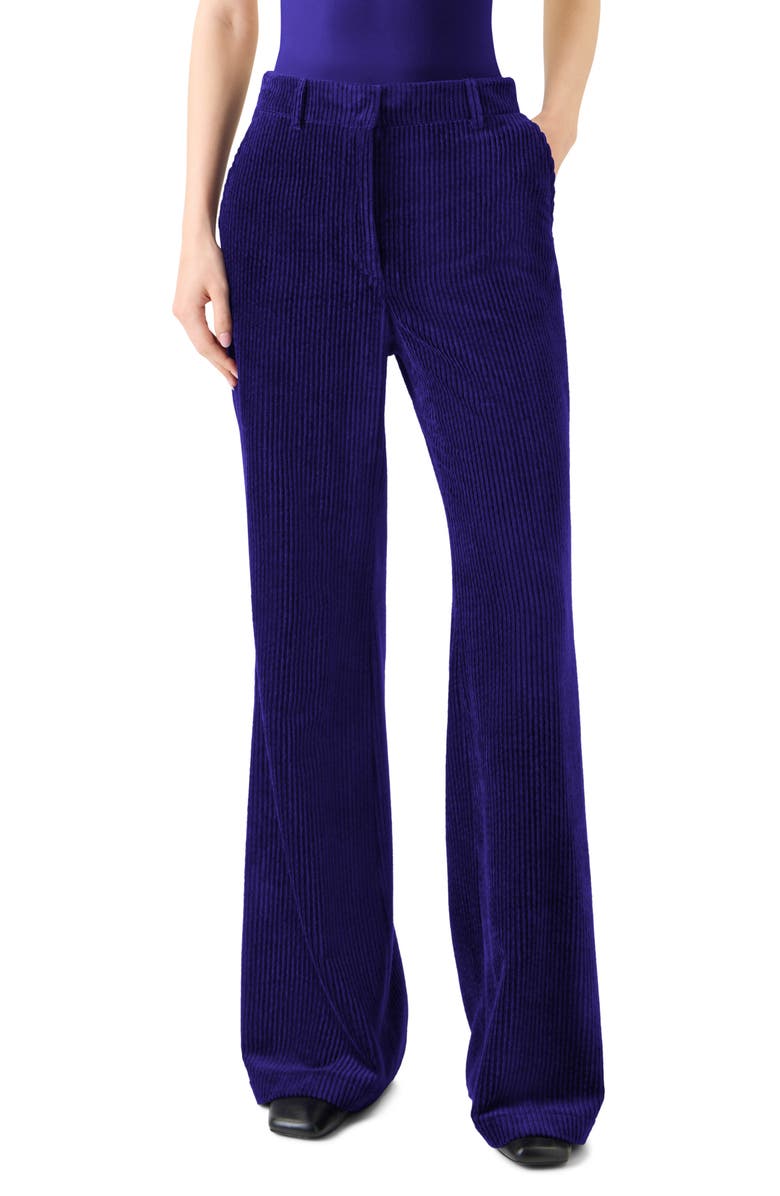 Akris punto Celia Washed Corduroy Bootcut Pants, Main, color, Ultra Violet