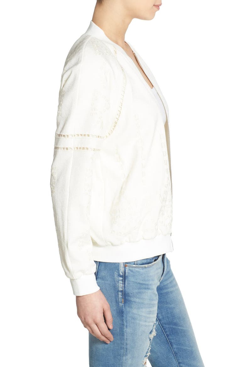 Embroidered Bomber Jacket, Alternate, color, OATMEAL