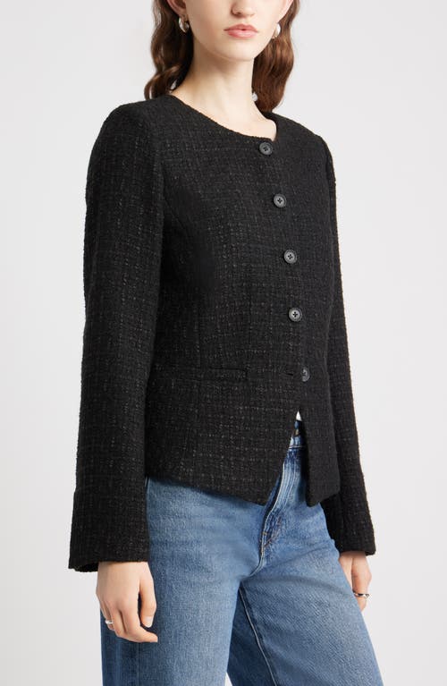 Nordstrom Cutaway Tweed Jacket In Black