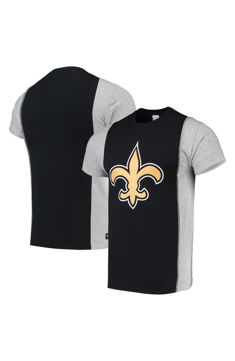 REFRIED APPAREL Men's Refried Apparel Black/Gray New Orleans Saints Sustainable Upcycled Split T-Shirt, Alternate, color, Black