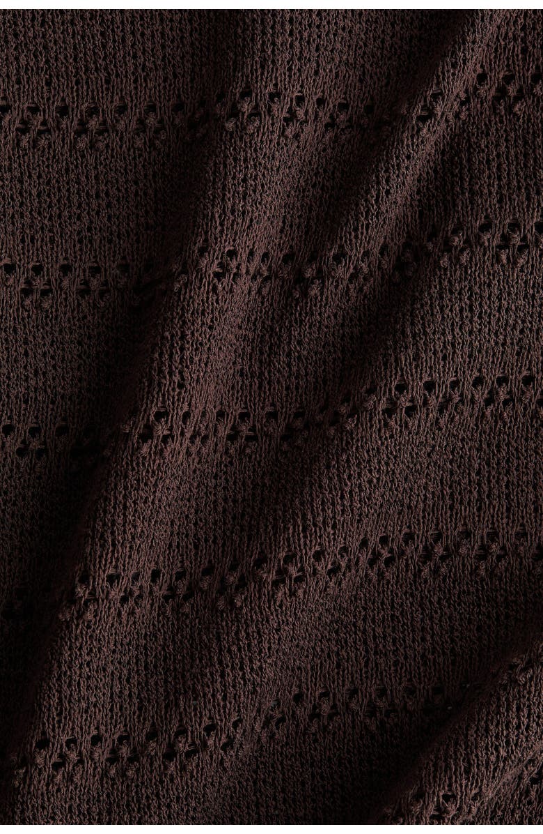H&M Crochet-look Polo Shirt, Alternate, color, Dark Brown