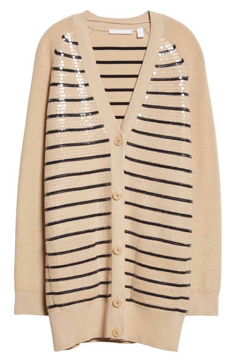 Felly Stripe Sequin Long Cardigan, Alternate, color, MAPLE FANTASY