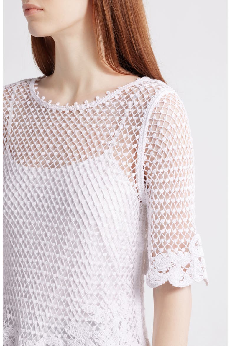Crochet Lace Top, Alternate, color, WHITE