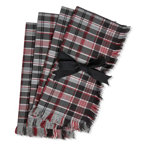 Winter Sketches Black Cloth Napkins Set of Four Cotton