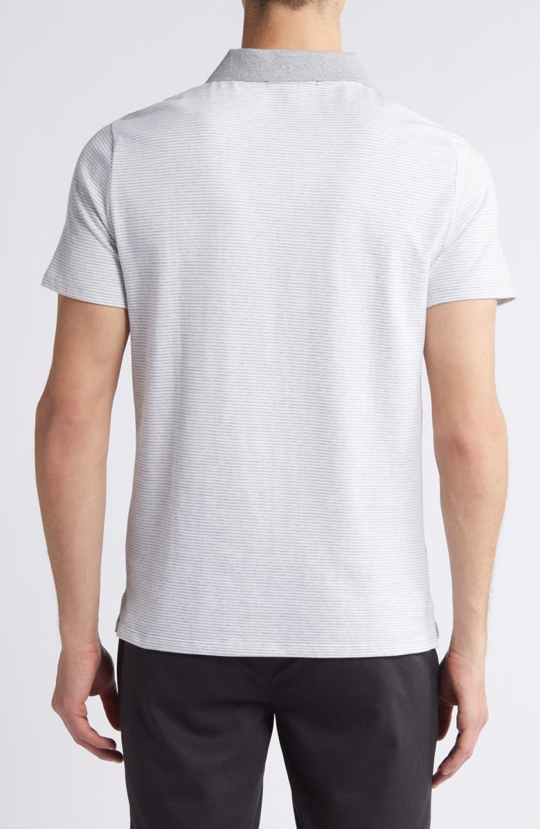 Robert Barakett Fitch Slim Fit Stripe Contrast Collar Cotton Polo, Alternate, color, Grey