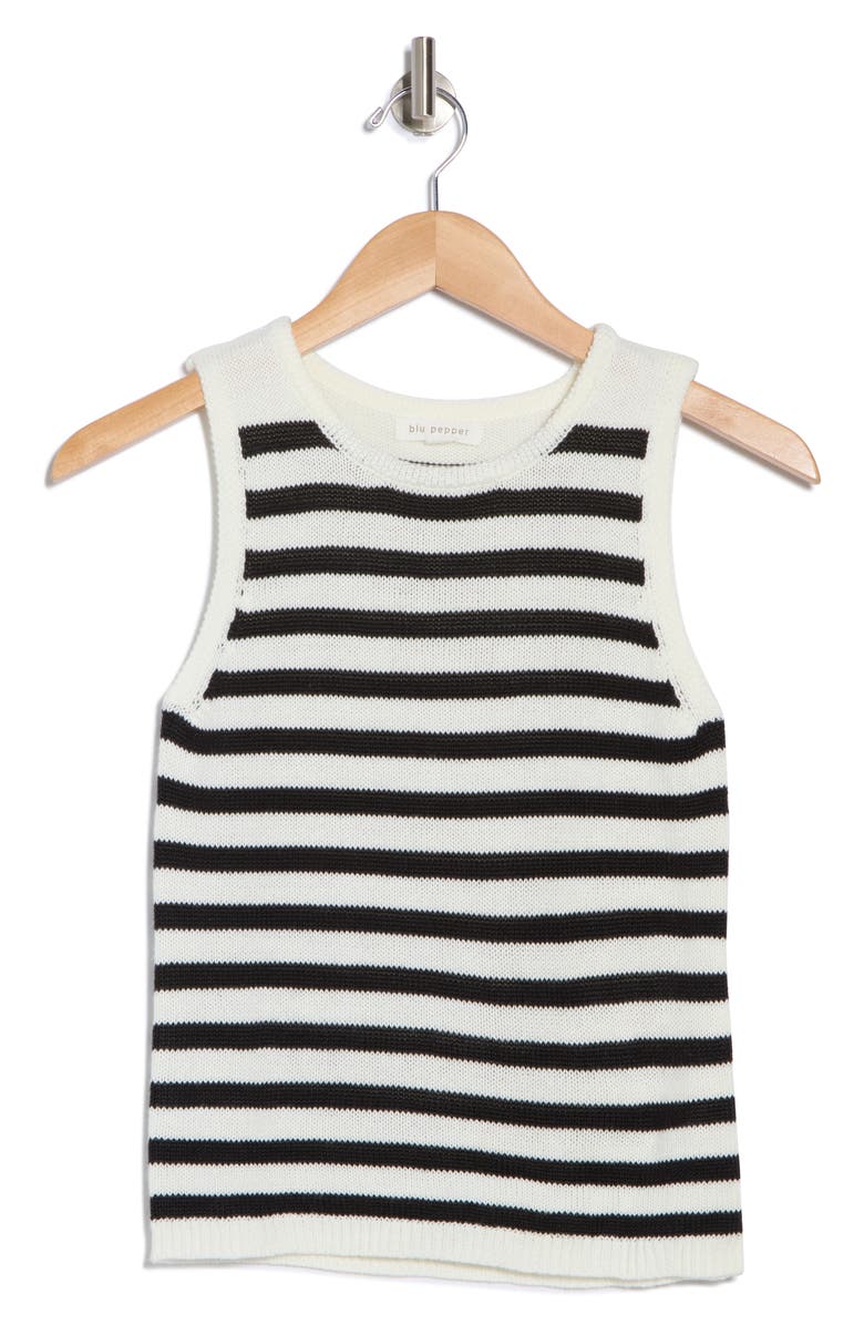 Blu Pepper Stripe Knit Sleeveless Top, Alternate, color, 
