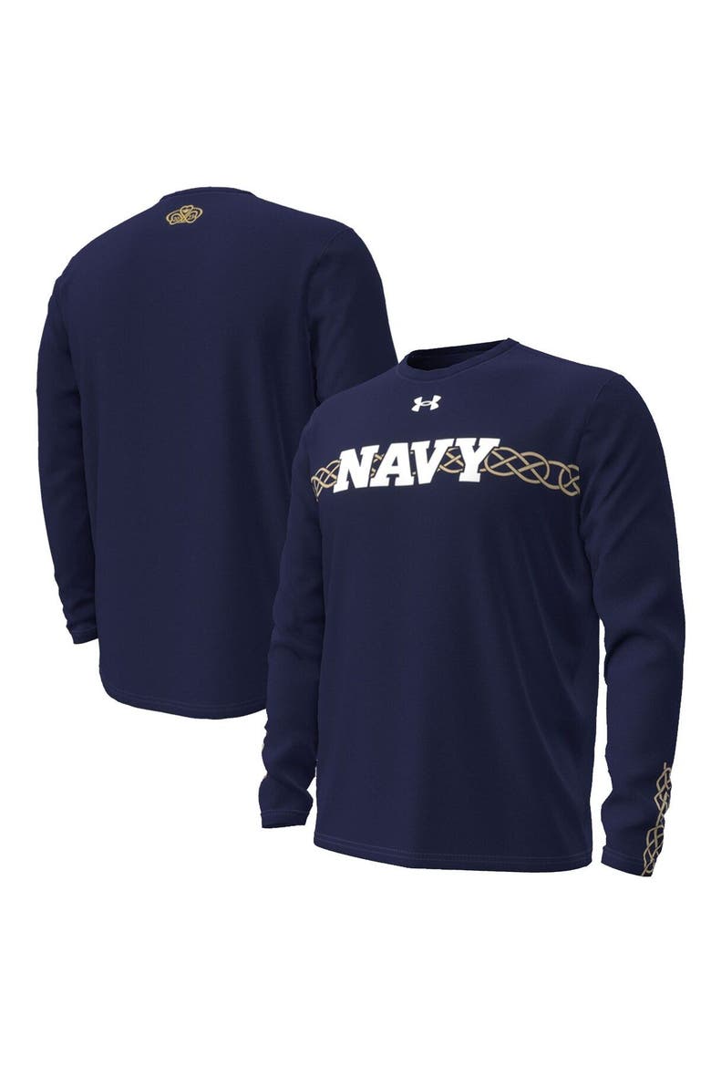 Men's Under Armour  Navy Navy Midshipmen 2023 Aer Lingus College Football Classic Performance Long Sleeve T-Shirt, Main, color, Navy